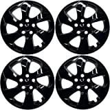 COVERTREND (Set of 4) Aftermarket HUB CAPS Fits Toyota RAV4 LE 2019 2020 2021 17" inch Shiny BLACK WHEEL COVER Skin