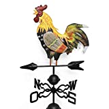 w5bhj88 Weather Vane with Rooster Ornament, Cast Iron Wind Vane Weather Vane for Roofs Rooster Weathervane Garden Yard Patio Decor (as Shown)