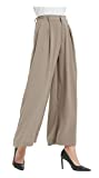 Tronjori Women High Waist Casual Wide Leg Long Palazzo Pants Trousers Regular Size(M,Mocha)