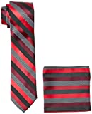 Stacy Adams Men's Microfiber Stripped Tie Set, Black/Red, One Size