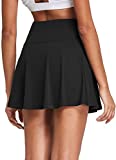 BALEAF Women's Pleated Tennis Skirts Athletic Golf Skorts Skirts with Shorts Pockets for Running Workout Sports Black S