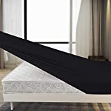 Stretch Full Size Fitted Sheet Only - Tech with 4-Way Stretchy Jersey Knit, Non-Slip & Snug Fit, Great as Futon or Sleeper Sofa Sheets (Deep: 5" to 16"), Ultra Soft - Black