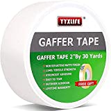 Premium Grade Gaffers Tape, 2 Inch X 30 Yards, White Heavy Duty Non-Reflective Matte No Residue Gaff Main Stage Tape,Electrical Tape,Duct Tape for Photographers,Waterproof Gaffer Tape