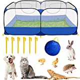 GABraden Small Animals Playpen,Reptiles Cage,Chicken Run Coop Chicken Playpen Breathable Transparent Pet Playpen Pop Open Outdoor/Indoor Exercise Fence,Portable Yard Fence (Blue)