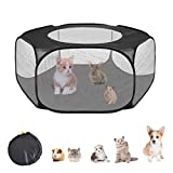 Linifar Small Animals Playpen, Pet Tent Transparent & Portable Fence with Zippered Cover Outdoor/Indoor Exercise Yard Fence for Puppy Kitten Rabbit Bunny Hamster Rat Guinea Pig Hedgehog Chinchilla