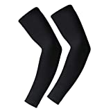 UV Protection Cooling Arm Sleeves for Men Women - UPF 50 Compression Sun Sleeves for Running, Cycling, Fishing, Basketball (black)