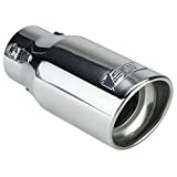 DC Sports EX-1013 Performance Bolt-On Resonated Muffler Slant Exhaust Tip with Clamps and Adapters for Universal Fitment on Most Cars, Sedans, and Trucks - Polished Stainless Steel