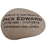 CARVED IMPRESIONS Decorative Memorial Garden Stone Custom Engraved 13" Real River Rock Customize in This Listing Today.