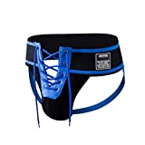 Men's Briefs Jock Strap Athletic Supporter Wide Belt Comfortable Men Sport Underwear Briefs for Gym Sport (M, Blue)