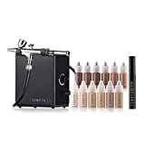 TEMPTU Airbrush Makeup System 2.0 Premier Kit: Airbrush Makeup Set for Professionals Includes S/B Silicone-Based Foundation Starter Set & Cleaning Kit, Travel-Friendly