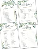 Bridal Shower Games - Set of 4 Games for 30 Guests - Double Sided Cards - Wedding Shower Games - Eucalyptus