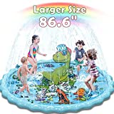 Toffos Splash Pad for Kids, Size 86.6Sprinkler Summer Outdoor Water Mat Toys Wading Swimming Pool, Backyard Fountain Play Mat for Boys & Girls Ages 3 - 12 Year Old