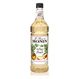 Monin - White Peach Syrup, Juicy Ripe Peach Flavor, Perfect for Cocktails, Mocktails, Iced Teas, & Smoothies, Gluten-Free, Non-GMO (1 Liter)
