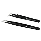 Winstonia 2 Pcs Tweezer Set - Stainless Steel Pointy Professional Beauty Tools - Manicure, Jewelry, Blackhead, Ingrown Hair, Splinter Removal Tweezers