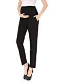 Maternity Pants Comfortable Stretch Over-Bump Women Pregnancy Casual Capris for Work (Black, L (Size 12-14))