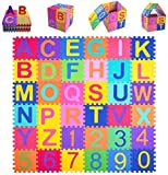 Kangler Kids Foam Puzzle Play Mat (36-Piece Set) 5.9inch x 5.9inch Interlocking EVA Floor Tiles with Alphabet and Numbers