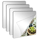 4 Pack Self Adhesive Acrylic Mirror, 8 x 8 Inch Mirror Tiles,Flexible Plastic Mirror Sheets Wall Stickers,2MM Thick Mirror,Frameless Small Mirror