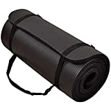 BalanceFrom GoCloud All-Purpose 1-Inch Extra Thick High Density Anti-Tear Exercise Yoga Mat with Carrying Strap (Black), 71" Long 24" Wide