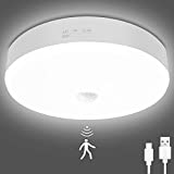 Motion Sensor LED Ceiling Light , TOOWELL Rechargeable LED Closet Lights with USB Cable, Round Lighting Fixture for Indoor/Outdoor Stairs Closet Rooms Porches Basements Hallways Pantries Laundry Rooms