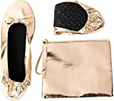 Rose Cheeks Nude Foldable Ballet Flats for Women, US Size 8.5-9.5