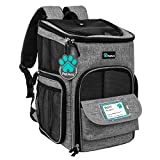 PetAmi Pet Carrier Backpack for Small Cats, Dogs, Puppies | Airline Approved | Ventilated, 4 Way Entry, Safety and Soft Cushion Back Support | Collapsible for Travel, Hiking, Outdoor (Heather Gray)