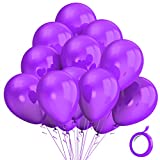 Dark Purple 12 Inch Latex Balloons,50 Pack Pearlized Dark Purple Balloons for Festival Picnic Family Engagement, Wedding, Birthday Party, Baby Shower Party Decorations
