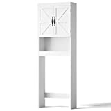 SRIWATANA Over The Toilet Storage Cabinet, Bathroom Spacesaver with Adjustable Shelf, 2-Door Toilet Storage Rack, White
