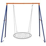 SUPER DEAL Extra Large Heavy Duty All-Steel All Weather A-Frame Swing Frame Set Metal Swing Stand with Ground Stakes, 72" Height 87" Length, Fits for Most Swings, Fun for Kids Outdoor Backyard