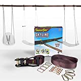 Swurfer Skyline - Heavy Duty Universal Slack Line Swing Hanging Line with 4 Adjustable Quick Connect Locking Steel Anchors for Multiple Swings