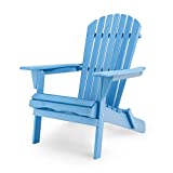 Wooden Folding Adirondack Chair, Outdoor Cypress Wood Reclining Chair for Patio Garden Backyard Porch Balcony Deck Pool Side