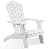 Psilvam Adirondack Chair, Oversized Poly Lumber Fire Pit Chair with Cup Holder, 350Lbs Support Patio Chairs for Garden, Weather Resistant Adirondack Chair Looks Like Real Wood (White)