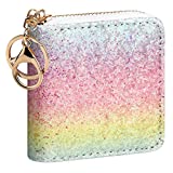 GEEAD Small Glitter Wallet for Women Girls Mini Coin Purse Pouches with Key Ring (Colourful - B)