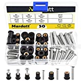 Mardatt 60Pcs M4 M5 M6 Well Nut Expansion Nuts and 304 Stainless Screw Rubber and Steel Parts Windscreen Nuts Accessories for Motorcycle Kayak Boats