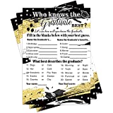 50 Pcs Graduation Party Decorations 2022 Who Knows The Graduate Best Game Cards Congrats Grad Graduation Party Decor Party Supplies Favors for High School College (Black, Gold)