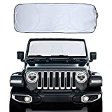 EcoNour Windshield Sunshade for Jeep Wrangler | Sun Visor for UV Rays & Heat Protection | Suitable for Wrangler, Compass, Gladiator & Renegade | Accessories for Jeep Wrangler | X-Small - 60x21 inches