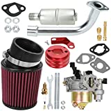 GREHUA Upgrade Carburetor Air Filter Adapter Exhaust Pipe Muffler Jet Stage 2 Kit for Non-Hemi Predator 212cc 196cc 6.5Hp GX160 GX200 KT196 CT200U BT200X Baja MB200 Mini Bike Go Kart Performance Parts