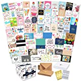 100 All Occasion Cards Assortment Box with Envelopes and Stickers - Large 5x7 Inch Bulk Greeting Cards and Blank Notes, 100 Unique Designs in a Sturdy Card Organizer Box