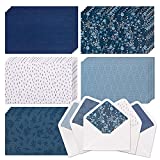 100 Blank Blue Note Cards w/Envelopes & Stickers, 4 x 6 Bulk Boxed Set of All Occasions Greeting Notecards, Assortment of Generic Navy Stationary Plain Greeting Cards