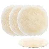 Fasmov Wool Polishing Pad 4 Pack 7 Inches Soft Sheepskin Buffing Pads with Hook and Loop Back Wool Cutting Pad for for Cleaning & Cutting, Polishing