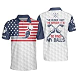 LASFOUR Personalized Funny Golf Shirts for Men 3D Golf Polo Shirts for Men, The Older I Get The Harder It is to Find My Balls Men's Golf Shirts Short Sleeve Polo Dry Fit Lightweight America Golf Polos