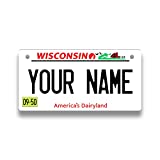 BRGiftShop Personalized Custom Name Wisconsin State Motorcycle Moped Golf Cart License Plate Auto Tag