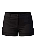 MixMatchy Women's Lightweight Body Enhancing Comfort Cuffed Shorts with Pockets Black L