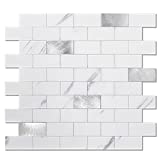 BeNice Peel and Stick Backsplash Bathroom Tile Stickers,Stick on Backsplash for Kitchen Wall Shower Tiles Peel and Stick Waterproof(Fishbelly White 10pcs)