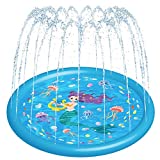 HITOP Kids Sprinklers for Outside, Splash Pad for Toddlers & Baby Pool 3-in-1 60" Water Toys Gifts for 1 2 3 4 5 Year Old Boys Girls Splash Play Mat (Mermaid)