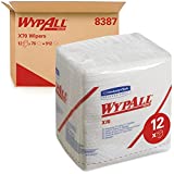 WypAll Power Clean X70 Medium Duty Cloths (41200), Quarterfold, Long Lasting Performance, White, 12 Packs, 76 Sheets / Pack