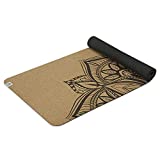 Gaiam Cork Yoga Mat | Natural, sustainable cork print design stops odors | Non-toxic TPE Rubber Backing | Great for Hot Yoga and Pilates (68" x 24" x 5mm thick)