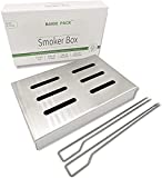 BAIDE PACK Smoker Box for Gas Grilling, 420 Stainless Steel Gas BBQ Smoke Box Charcoal Grill Box, Work with Smoking Chips and Wood Chips, Lid Cover Smoky Flavor Grill Accessories