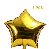 AimtoHome 36" Star Shape Foil Mylar Balloons, 5pcs Gold Pentagram Balloon For Birthday Party & Wedding Decoration