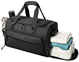 Gym Bag for Men Women, Small Fitness Workout Sports Duffle Bag with Wet Pocket & Shoes Compartment, Water Resistant Overnight Weekender Duffel Bag in Black