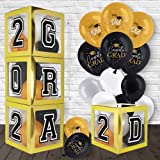 DAZONGE Graduation Party Decorations 2022 - Set of 4 Gold Balloon Boxes with 25 Latex Graduation Balloons - So Proud of You Graduation Decorations for Any Grades Ceremony